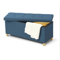 Banquette coffre + Pieds 76Cm bleu canar
