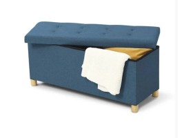 Banquette coffre + Pieds 76Cm bleu canar