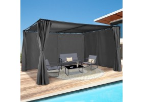 Pergola Santa Cruz 3X4M Grise + Rideaux