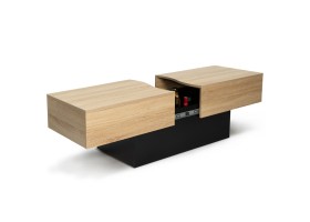 Table Basse Coulissante Bois/Noir