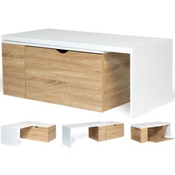 Table Basse Rotative Bois/Blanc