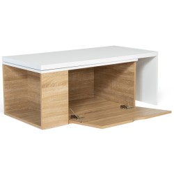 Table Basse Rotative Bois/Blanc