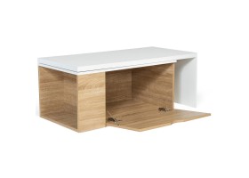 Table Basse Rotative Bois/Blanc