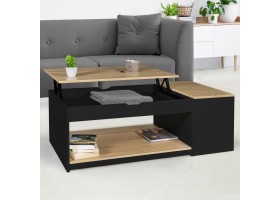 Table Basse Relevable + Coffre Bois/Noir