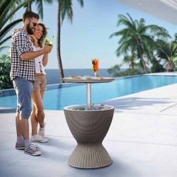 Table Bar Glaciere 30L Imitation Rotin
