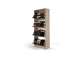 Meuble Chaussures 4 Portes - Bois/Noir