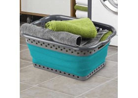 Panier A Linge Pliable Gris Bleu