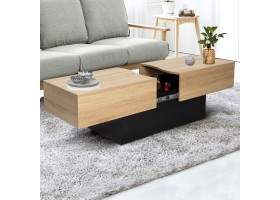 Table Basse Coulissante Bois/Noir