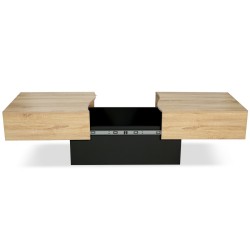 Table Basse Coulissante Bois/Noir