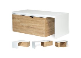 Table Basse Rotative Bois/Blanc