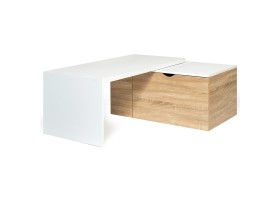 Table Basse Rotative Bois/Blanc