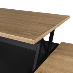 Table Basse Relevable + Coffre Bois/Noir