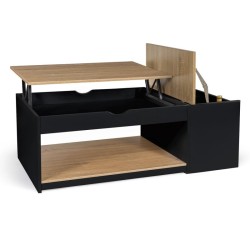 Table Basse Relevable + Coffre Bois/Noir