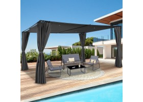 Pergola Santa Cruz 3X4M Grise + Rideaux