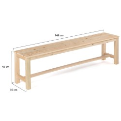 Table De Jardin En Bois 150Cm + 2 Bancs