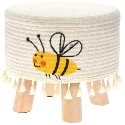 Tabouret Bois/Tissus 28X25Cm