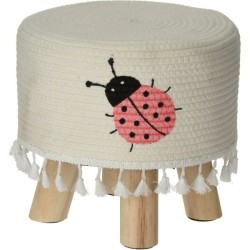 Tabouret Bois/Tissus 28X25Cm