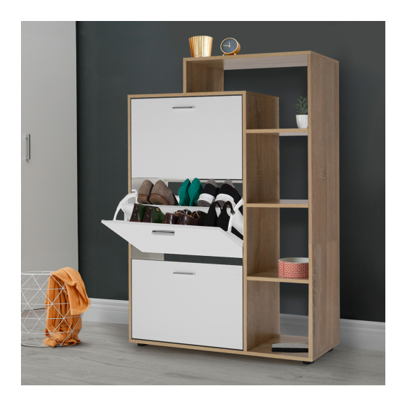Meuble chaussures 3 portes + étagère Woo