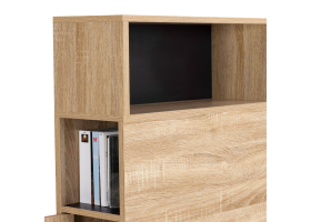 Tête de lit Léo 145cm + rangement bois/n
