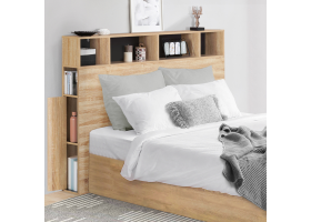 Tête de lit Léo 165cm + rangement bois/n