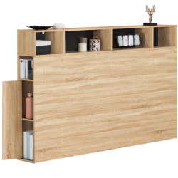 Tête de lit Léo 165cm + rangement bois/n