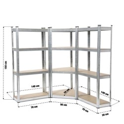 Etagères d'angle métal modulables 4 nive