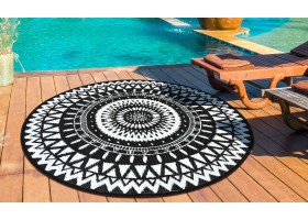 Tapis ext rond 250Cm Maori noir