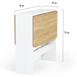 Table console pliable Andy blanc/hêtre