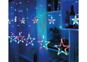 Rideau 12 étoiles multicolore à piles