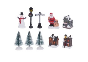 Ensemble 10 pièces pour village de Noël