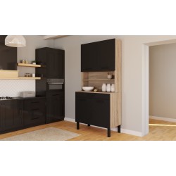 Buffet cuisine Divino 80 cm noir/bois