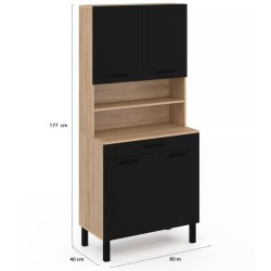 Buffet cuisine Divino 80 cm noir/bois