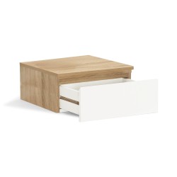 Chevet murales 1 tiroir bois/blanc X2
