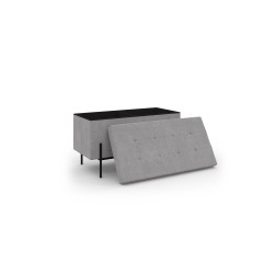 Banc coffre Loan tissus gris pieds noirs