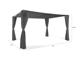 Pergola Santa Cruz 3X4M Grise + Rideaux